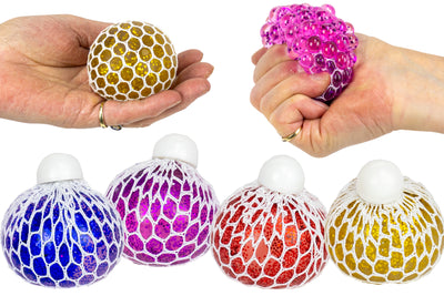 2.5″ Mesh Squeeze Ball With Cap & Beads