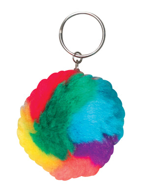 Rainbow Pom Pom Keychain 2″